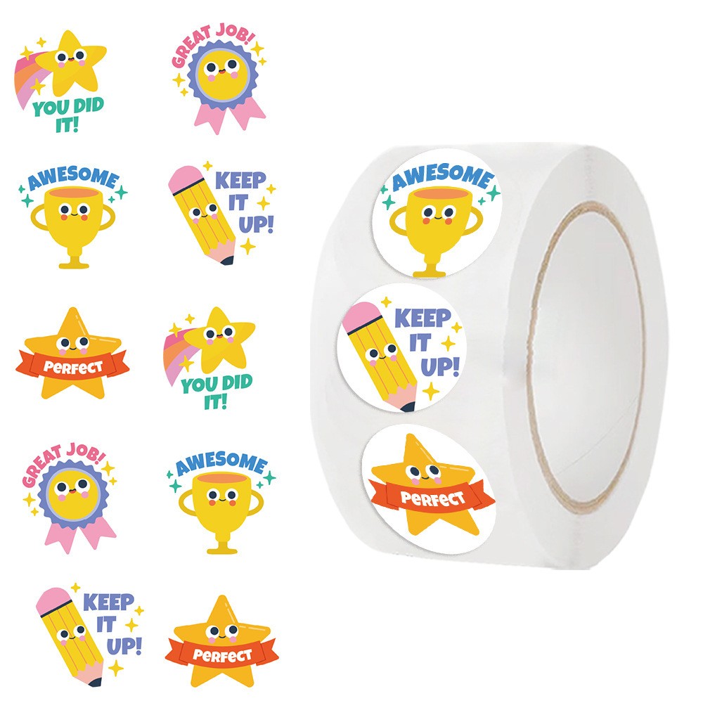 Pet Supplies Rewards - สติกเกอร์รางวัลรูปดาว 500 ชิ้น ม้วนสติกเกอร์สร้างแรงบันดาลใจและความสนุกสำหรับเด็ก อุปกรณ์สำหรับครูสำหรับห้องเรียน สติกเกอร์รางวัล