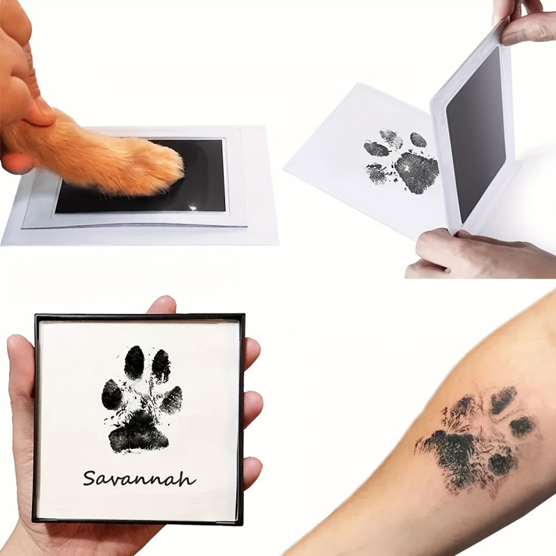 Dog Paw Cleaner - ชุดของที่ระลึกพิมพ์อุ้งเท้าสัตว์เลี้ยง - แผ่นหมึกสัมผัสที่สะอาดสําหรับสุนัขและแมว สร้างความประทับใจอุ้งเท้า/รอยเท้าที่ยั่งยืน เหมาะสําหรับอนุสรณ์