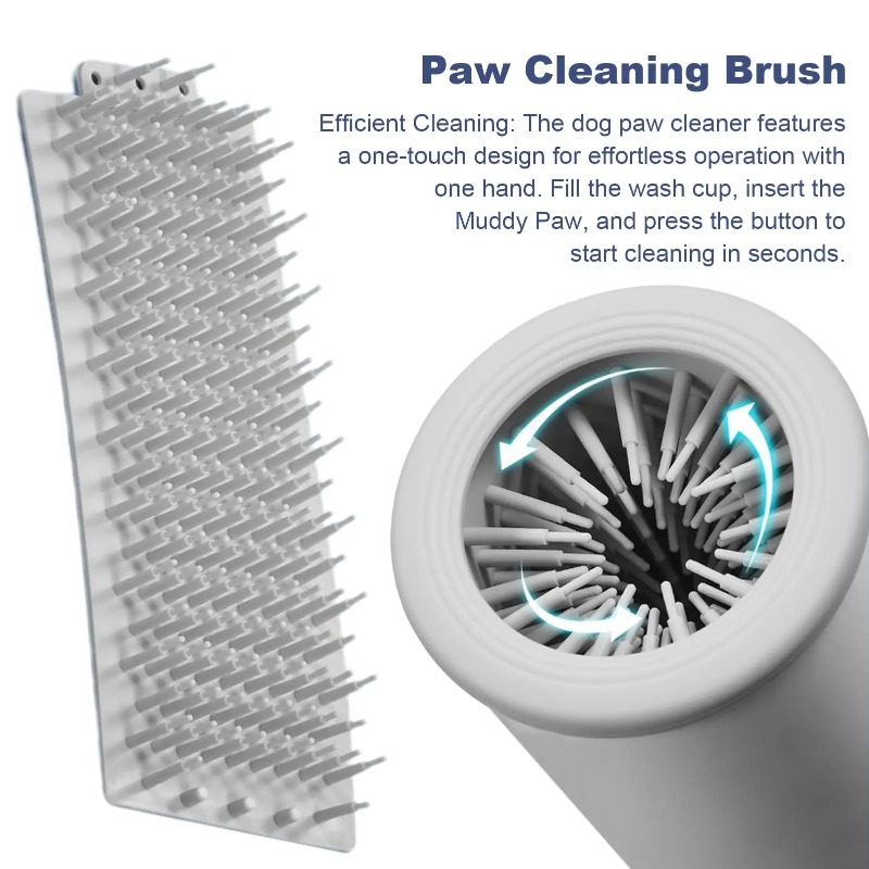 Dog Paw Cleaner - เครื่องล้างเท้าสุนัขไฟฟ้าอัตโนมัติ ถ้วยล้างเท้าสัตว์เลี้ยงแบบพกพา เครื่องล้างเท้าสุนัขแบบชาร์จไฟได้พร้อมแปรงซิลิโคน